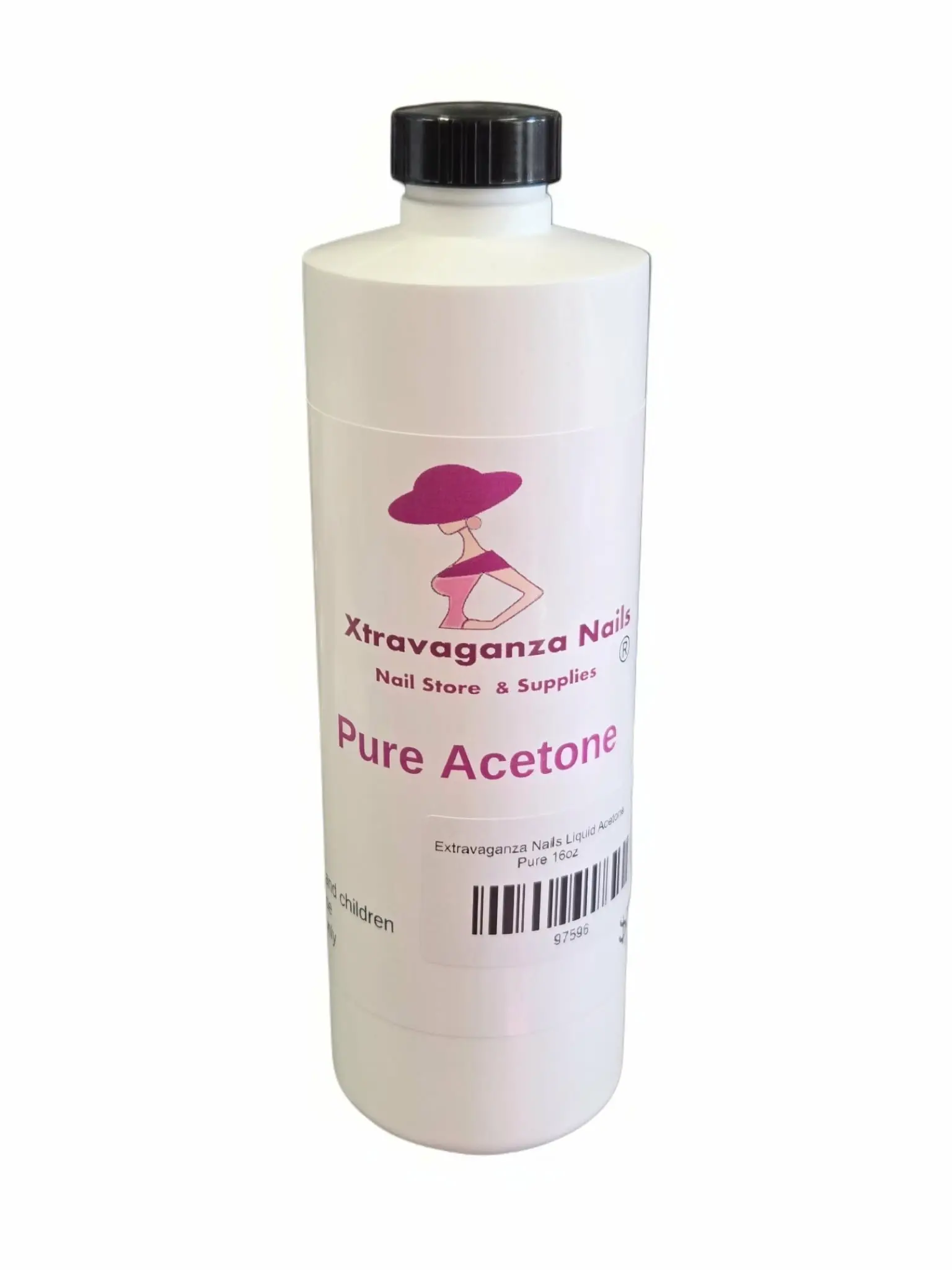 Nail Extravaganza Pure Acetone Liquid, 16oz Bottle, Essential Nail Care Cleanser for Professional & Personal Manicure Polish Removal, Nail Polish