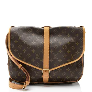 Pre-owned Louis Vuitton Leather Messenger Bags Vintage Monogram Canvas Saumur 35 Messenger