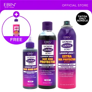 EBIN Wonder Weave Bond 3-Step Install & Care Bundle - Hair Bond Glue + Hair Protector + Extra Hair Protection Spray with FREE Bond Removal Oil | Up to 6 weeks hold, Quick dry, Healthy hair
