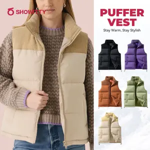 SHOWITTY Women’s Zip Up Puffer Vest with Pockets – Stand Collar Sleeveless Padded Jacket for Fall & Winter