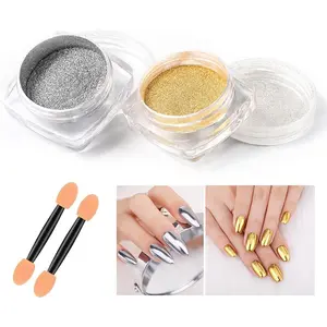 Silver Gold Mirror Chrome Nail Powder Metallic Holographic Nail Powder Chrome Powder Nails Chrome Powder Set Pigment Powder for Nails Mirror Nail Polish Nail Chrome Powder for Gel Nails duck foot Beauty Products