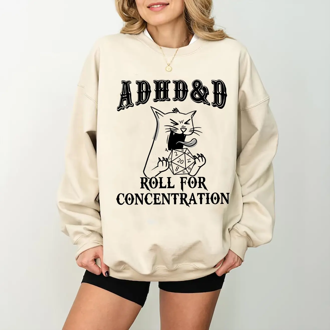 ADHD DnD Cat Shirt, Cat DnD Sweatshirt, Mental Health DM Gift, TTRPG Women's Shirt, Role Play Tee, Funny Dragon Unisex Tee, Game Masters, Gamer D&D Sweatshirt