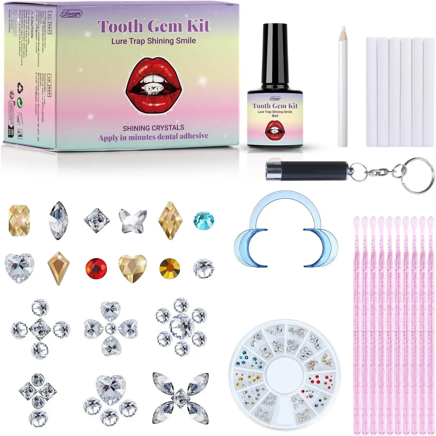 DR.Seya Tooth Gem Kit, DIY Teeth Jewelry Kit with 120 Crystal, Shiny Tooth Gems for Sparkle Smile| Safe & Easy Application