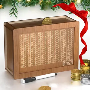 5000 Savings Challenge Box, Wooden Money box for cash saving, Kakeibo Money Saving Box with Numbers, Cash Vault Wooden Saving Box, Wooden piggy bank with Erasable Pen, Alcancias De Dinero Para Adultos