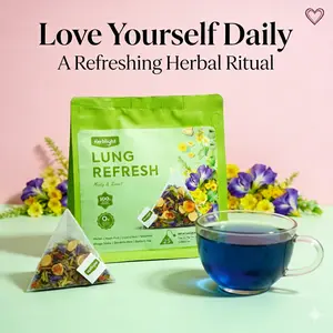 Herbal Lung Refresh Mullein & Monk Fruit Tea-Supports Lung Cleanse, Mucus Relief & Respiratory Health - 100% Natural Whole Leaf Blend - Caffeine Free, No Fillers
