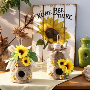 Beehive Nest Decoration Set, Two-Piece Country Style Bee Decorations, Sunflower, Home Indoor Decor, Spring Summer Theme, Kitchen Living Room Fireplace, Home Decor Ornaments, Sunflower Decorative