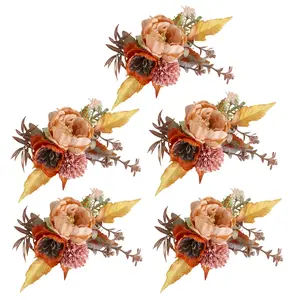 5Pcs Rose Wrist Corsages Wristband for Bridal and Bridesmaid,