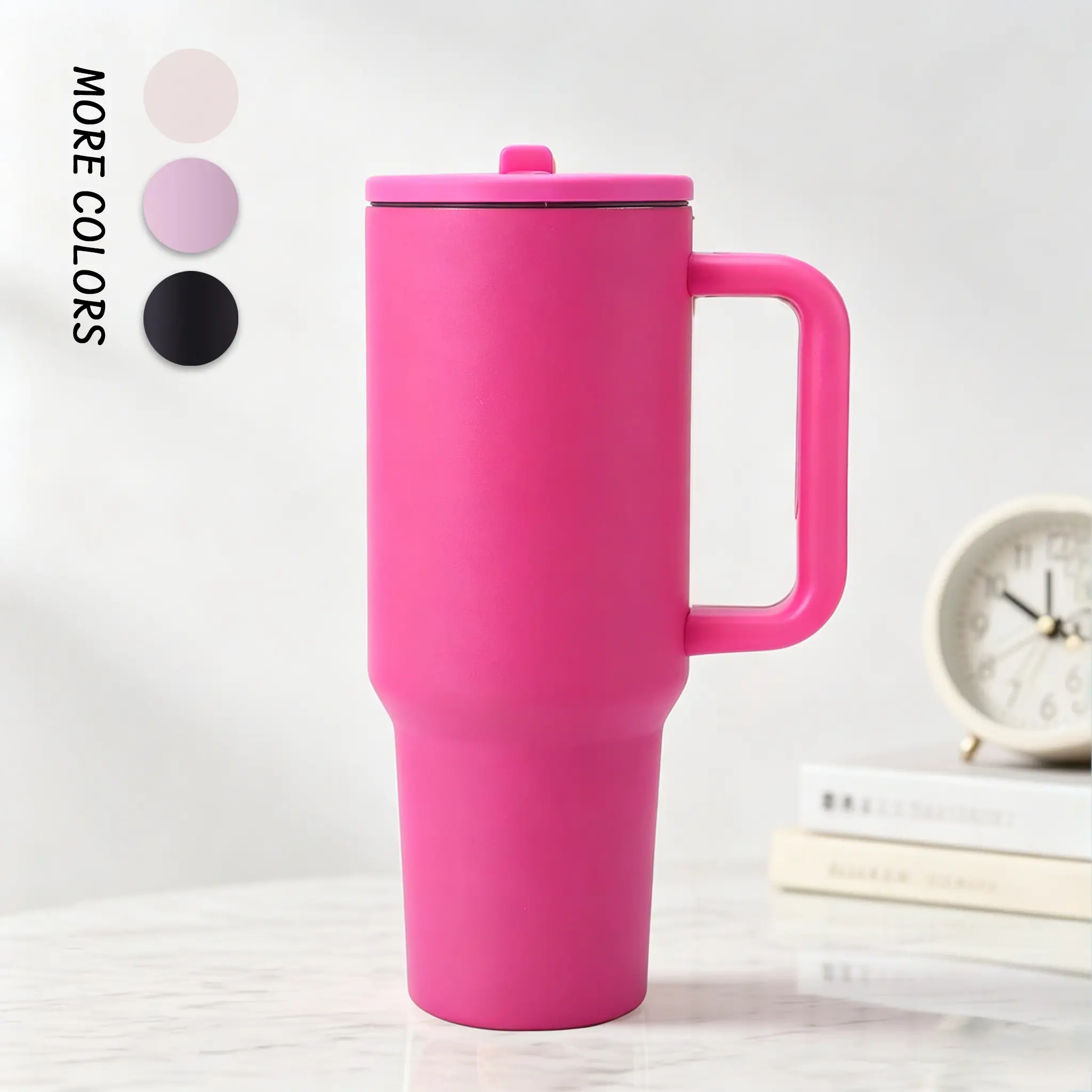 40oz Traveler Insulated Tumbler with Handle Flip Straw, Leakproof Stainless Steel Water Bottle Fits Car Cup Holder, Gift for Men & Women