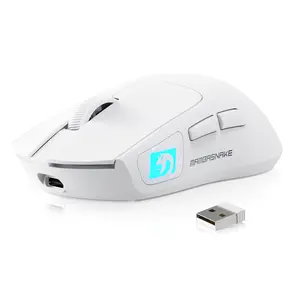 M4 Wireless Gaming Mouse, 24000 Adjustable DPI PAW3311 Optical Sensor, Programmed Buttons, 52g Lightweight Ergonomic Computer Mice 2.4G/BT/USB-C for PC/Mac-Black&Griptape