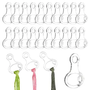 40Pcs Acrylic Transparent Cross Stitch Storage Holder with Iron Ring DIY Craft Embroidery Thread Holder Clear Winding Boards Floss Bobbins for Craft Storage