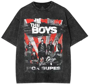 Retro Limited The Boys T-Shirt, Comic Movie Graphic Tees, Unisex Oversized Heavyweight Cotton Washed Tee, TV Show Merch, Men Gifts Casual Fabric