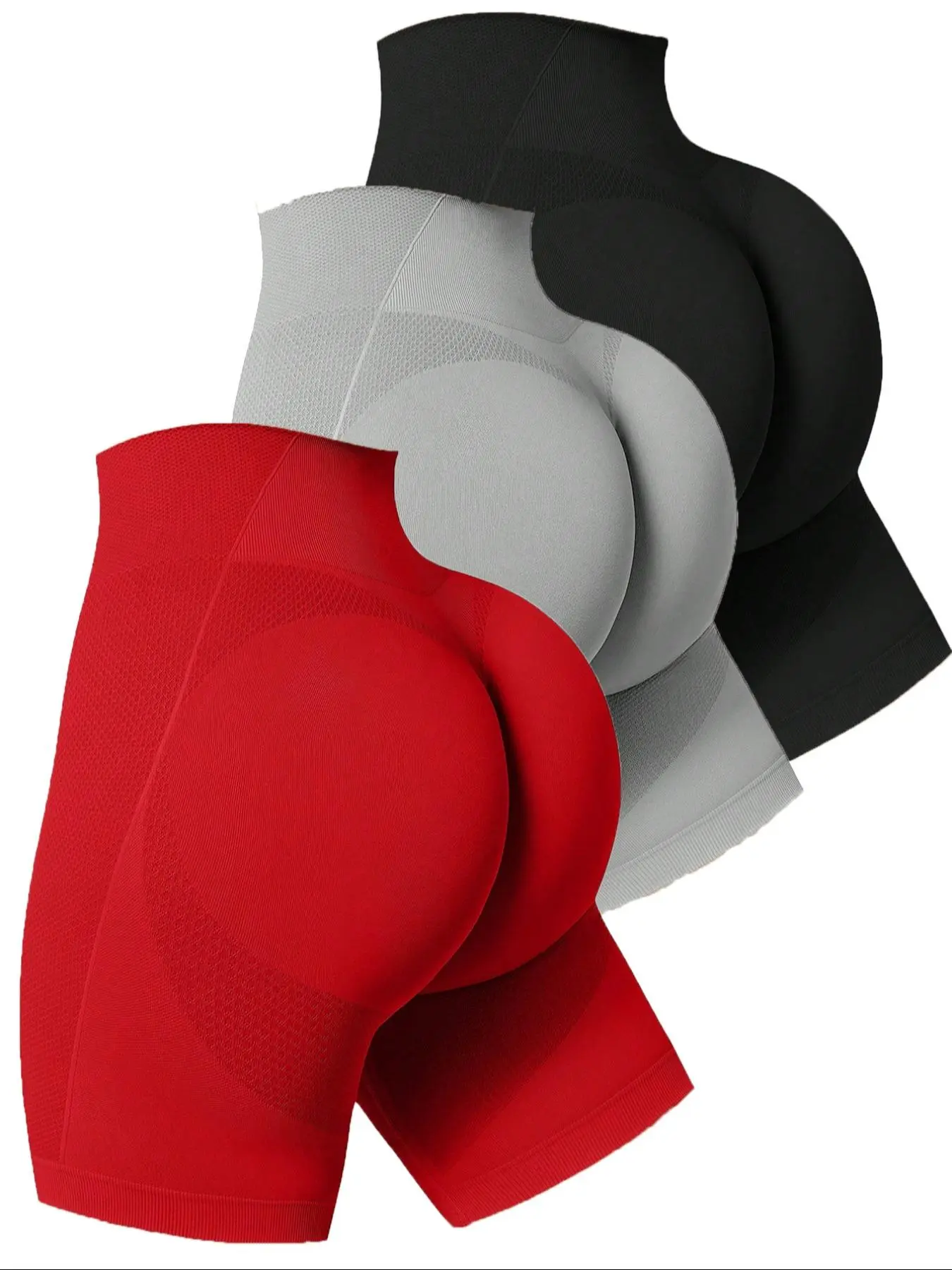 3 Piece Women's Casual Solid Color Yoga Shorts Set, Training Cycling Shorts, Breathable Sports Shorts, Activewear Shorts, Gym Yoga Shorts, Stretchy Breathable Fitting Sporty Leggings for All Seasons, Ideal for Fitness and Exercise, Activewear Shorts Sets