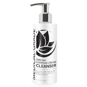 Microderm GLO Omega+ Complex Cream Facial Cleanser, Daily Face Wash & Makeup Remover, All Skin Types, Omega 3 & 6, Retinyl, Green Coffee Extract & Aloe Vera, Paraben-Free & Vegan, 6.7 Fl Oz Gentle Cleansing Skincare
