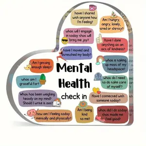 Mental Health Check in Acrylic Sign Decor, 1 Count Therapy Office Decor for School Counselor, Counseling Poster, Anxiety Relief Social Psychology Decoration