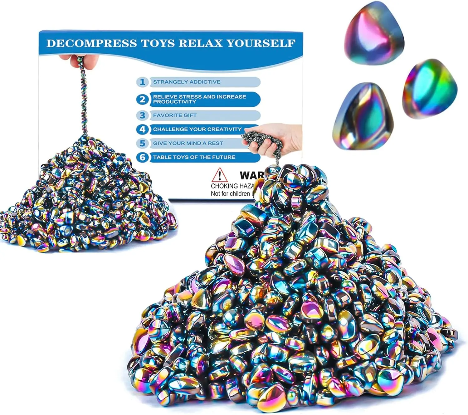 550 PCS Colorful Decompression Sensory Fidget Putty-Like Stones, Unisex Desktop Stress Reliever in Metal Tin, Calming Stress Relief Toys for Above 12 Office Focus, Gift for Teens