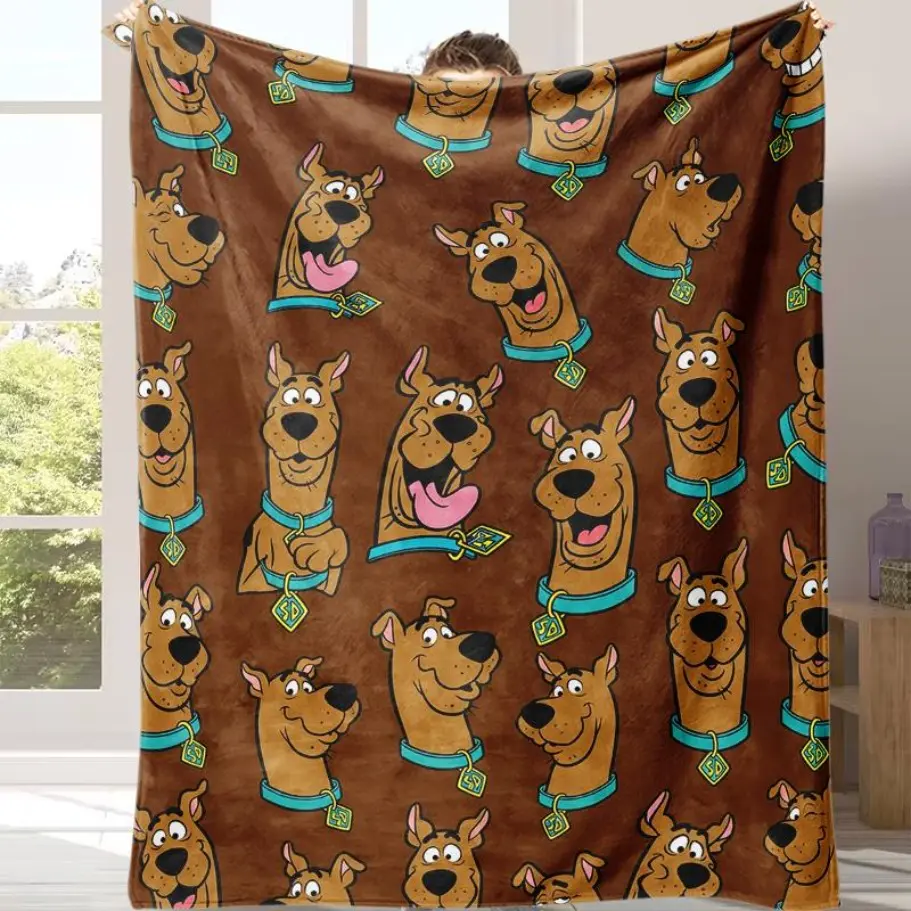 Scooby-Doo Pattern Flannel Blanket - Soft, Warm, Lightweight, Wrinkle-Resistant Cartoon Throw for Beds, Sofas, Television Viewing - Christmas, Valentine, Thanksgiving Gift for Home Decoration