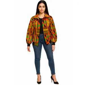 Women's Warm Traditional Afrocentric Long-Sleeve Fitted Jacket - 1-Piece Unisex Casual Outerwear, African Heritage Tops