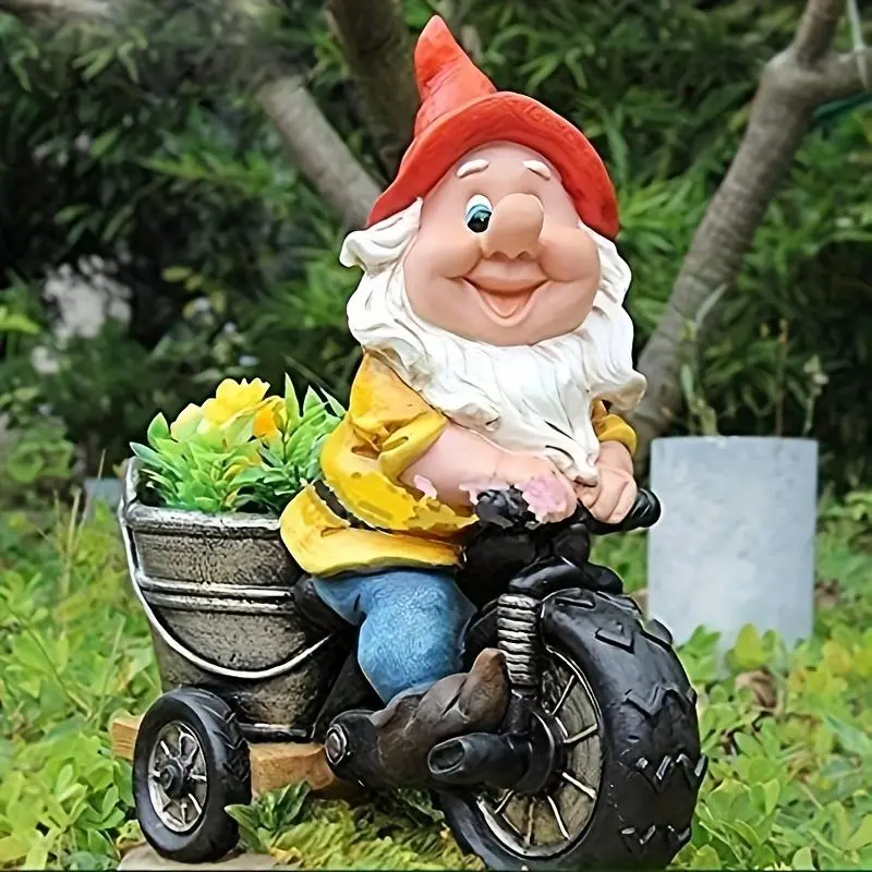 Easter Garden Decoration, 1 Count Mini Farmhouse Style Decorative Resin Statue without Floral, Outdoor Lawn Sculpture, Gnome Statue