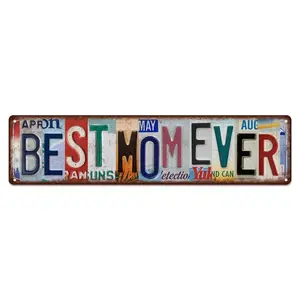 Vintage Decorative Aluminium Water Proof Room Wall Decor Metal Tin Sign - Best Mom Ever Gift, 16*4in