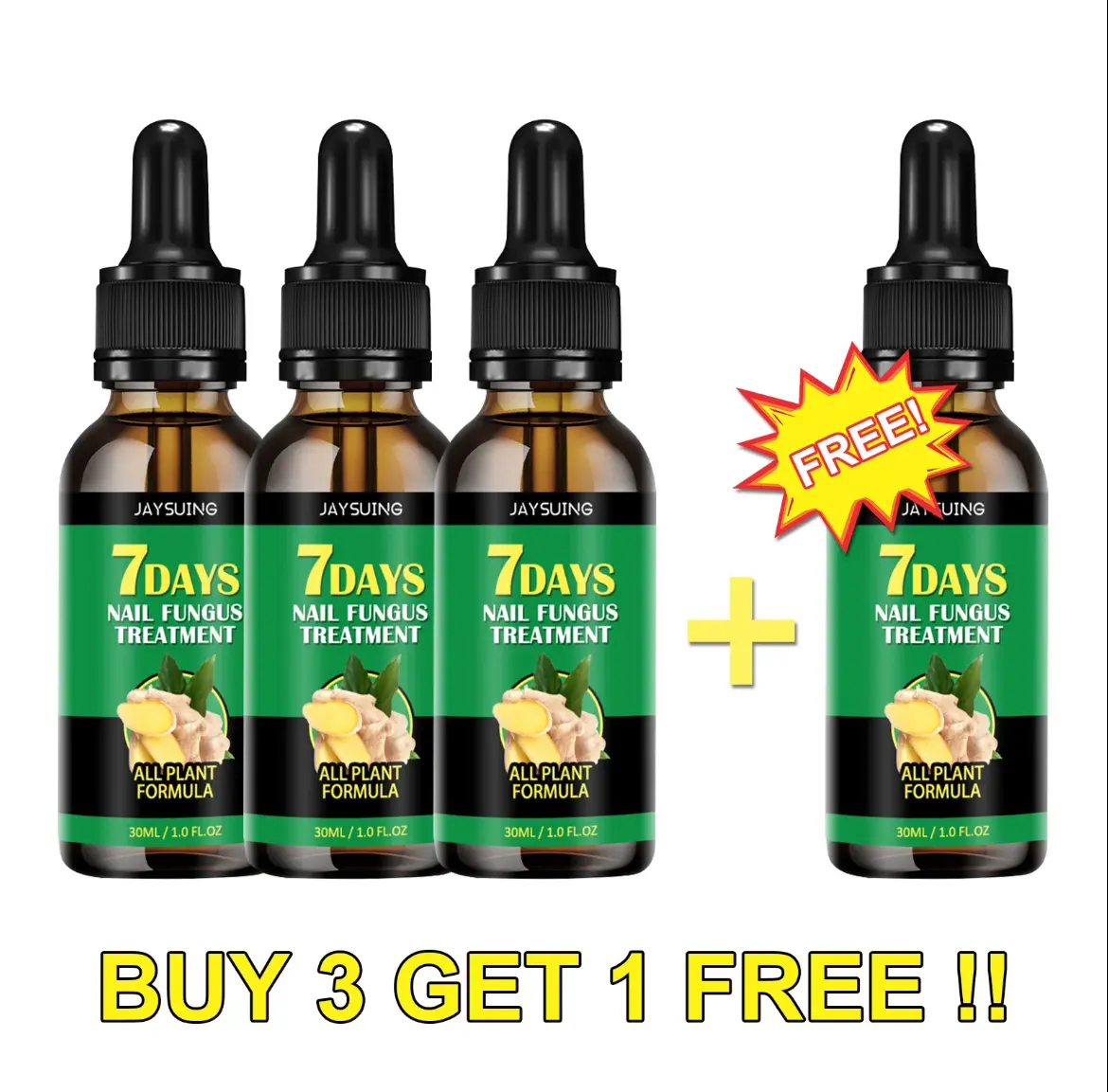 Buy 3,Get 1 Free Ginger Nail Treatment | Vitamin E & Plant Essential Oils for Nail Care | Supports Recovery from Onychomycosis,  Nail Deformation | Nail Nutrient Strengthener Oil - Ginger Cuticle Care Oil for Nails soften thick nail cuticle serum Manicure