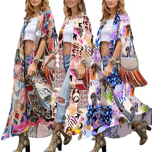 Bird Kimonos for Women Duster Kimono Beach Boho Kimono Beach Cover up Geometry Print Long Kimonos Open Front Plus Size Colorful Floral Kimono Swimsuit Cover ups Kimono Robes Cardigans dusters