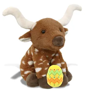 DOLLIBU Super Soft 100% Polyester Floppy Longhorn Easter Stuffed Animal - 9lx7wx10h in, Yellow Easter Egg, Spring Theme, Personalized Gift for Baby, Boy, 1 Stuffed Toy