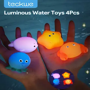 Children Bath Toys Bath Time Glowing Luminous Animal Set Durable Interactive, Bathroom Wall Bathtub Shower Float Toy, Baby Infant Toddler Girl Boy Ages 1-3 Years