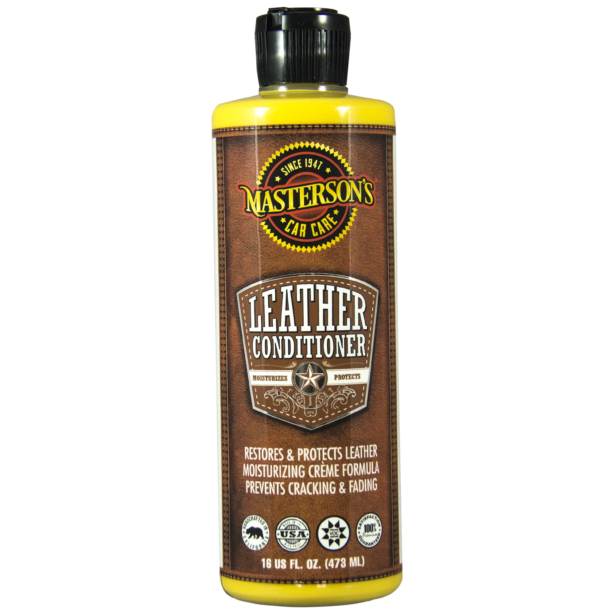 MASTERSON'S CAR CARE -LEATHER CONDITIONER (16 oz) - MCC_116_16 - Dry-to-The-Touch - Restores Leather Interiors, Seats, Boots, Bags, Apparel - Protects Against Cracking and Fading