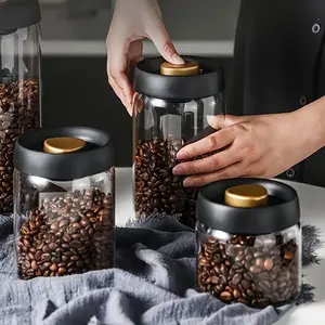 Coffee Bean Storage Jar, 1 Box Glass Vacuum Sealed Storage Container with Lid, Waterproof Coffee Bean Storage Jar for Home Kitchen, Utensils, Coffee Storage Canisters