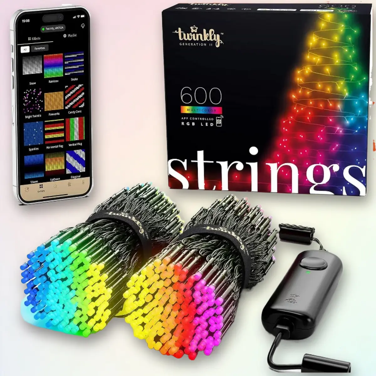 Twinkly Strings App-Controlled LED Christmas Lights Indoor and Outdoor Smart Lighting coration