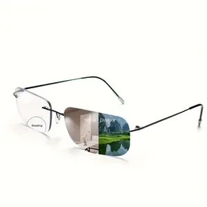 Photochromic Bifocal Reading Glasses Blue Light Blocking Readers For Men And Women Transition Rimless Sunglasses