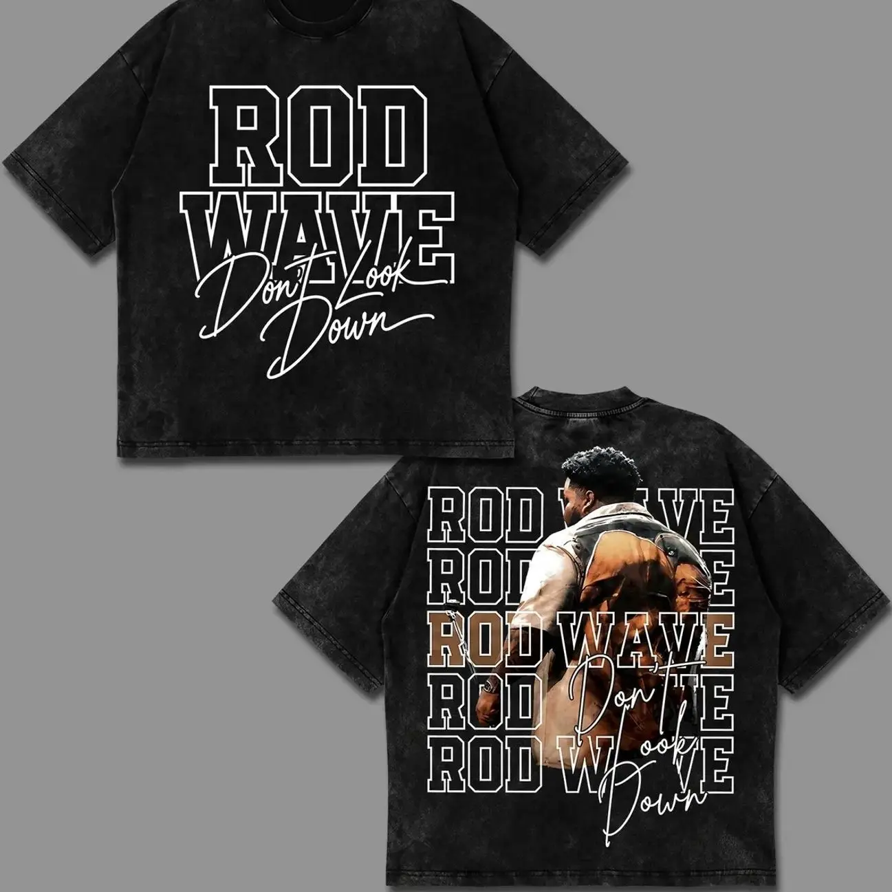 [Echo Culture] Rod Wave Don't Look Down Graphic Premium Acid Washed Cotton T-Shirt For Rod Fans, Rodarius Hip-Hop Shirt, Don't Look Down Album Merch, Rod Wave Tour 2026 Graphic Tee, King of Pain Rod Wave Music Outfit WXE