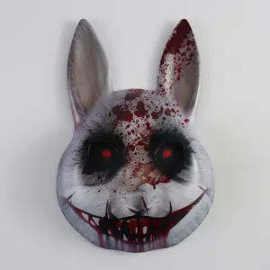Halloween Mask Terrifying Bloody Rabbit Face Mask with Rabbit Ear Cosplay Makeup Party Prop for Horror Themes