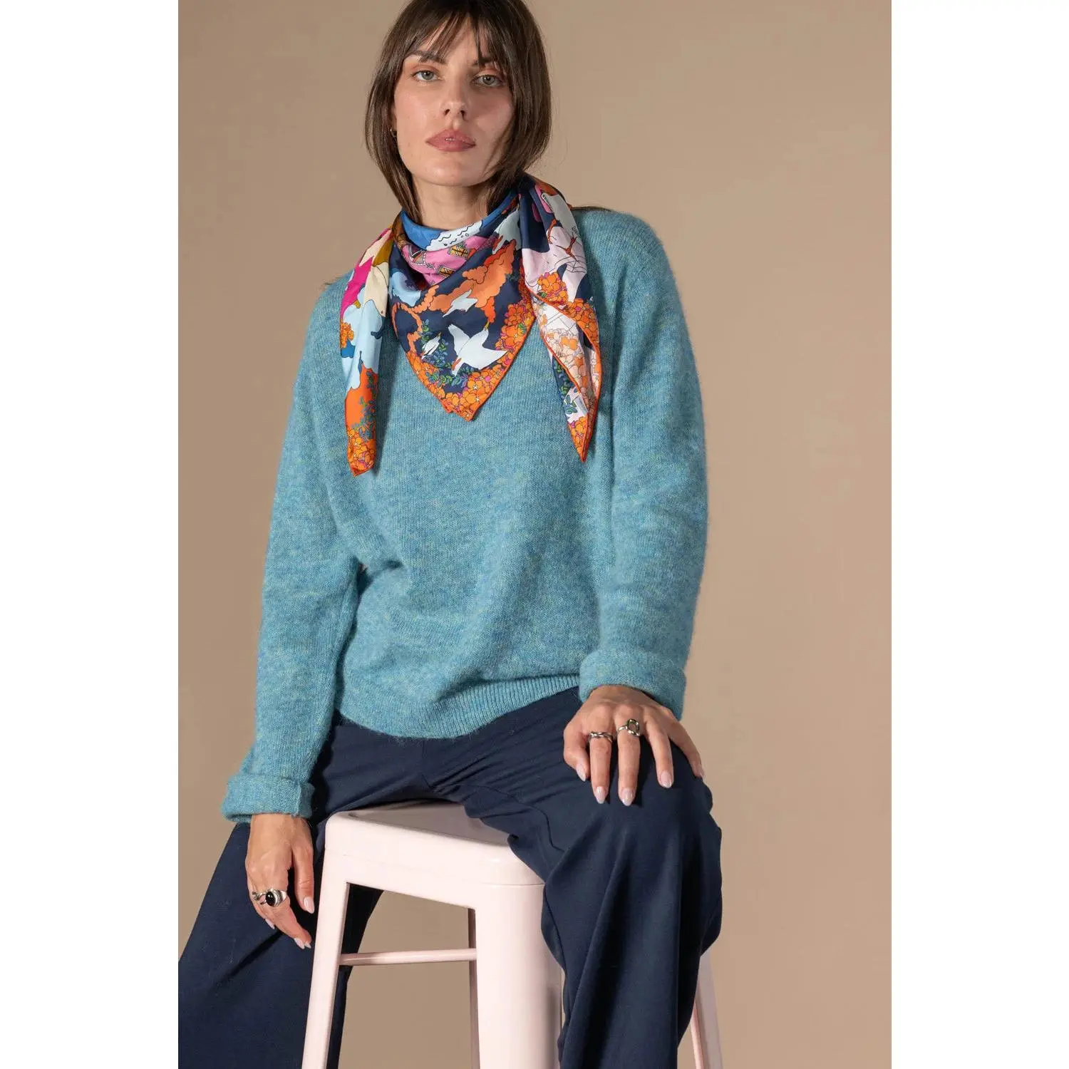 Anonym Arielle Alpaca & Merino Wool Sweater | Loose Fit | Aqua & Havana
