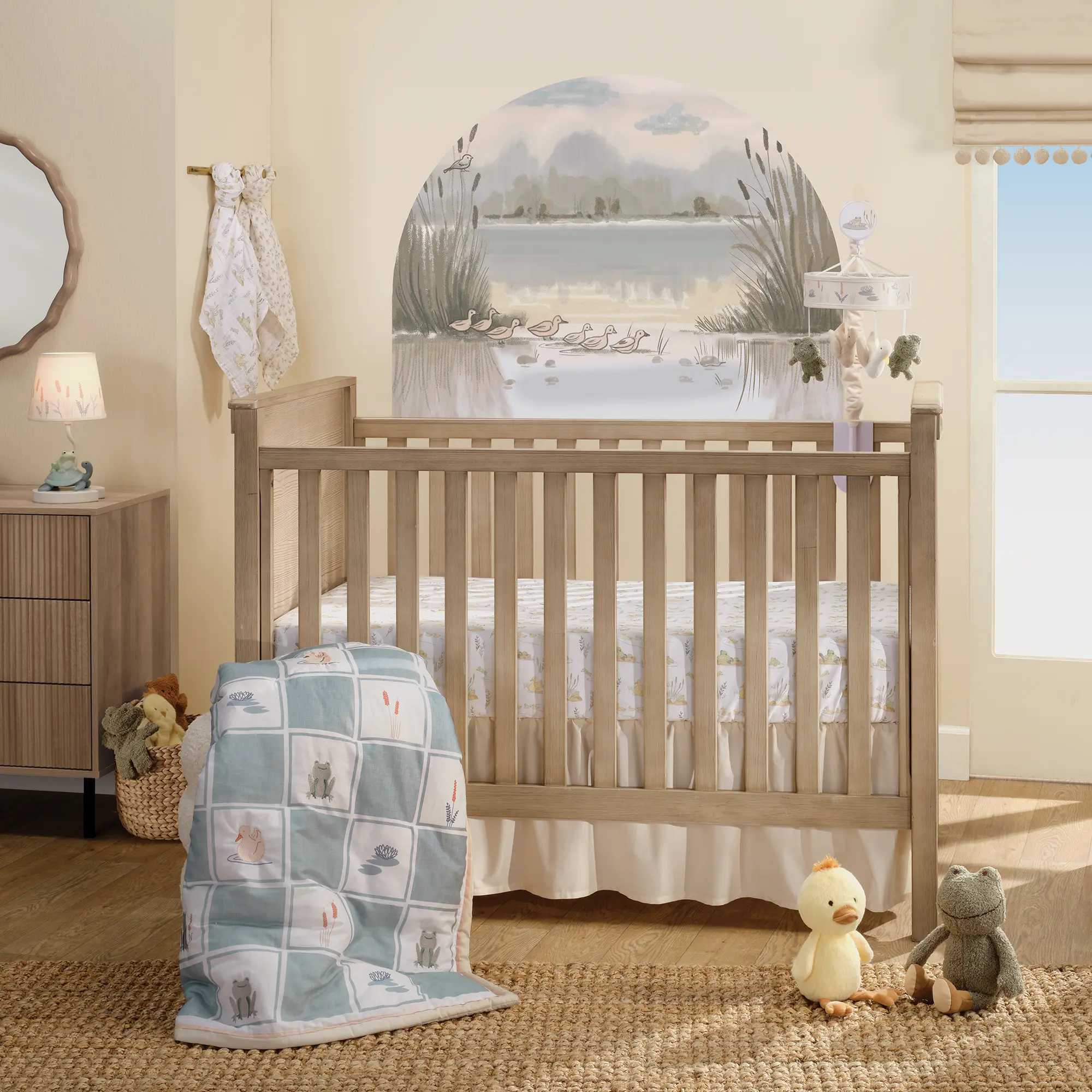 Lambs & Ivy Froggy & Friends Embroidered 3-Piece Baby Crib Bedding Set