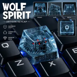 Artisan Keyboards Keycapswerewolft Wolf Spirit Premium Resin Escape Custom ESC 1U SA R1, Handmade for MX Switch Outline Design Mechanical Keyboards Keycap Cherry Mx Stem Handcrafted Quality