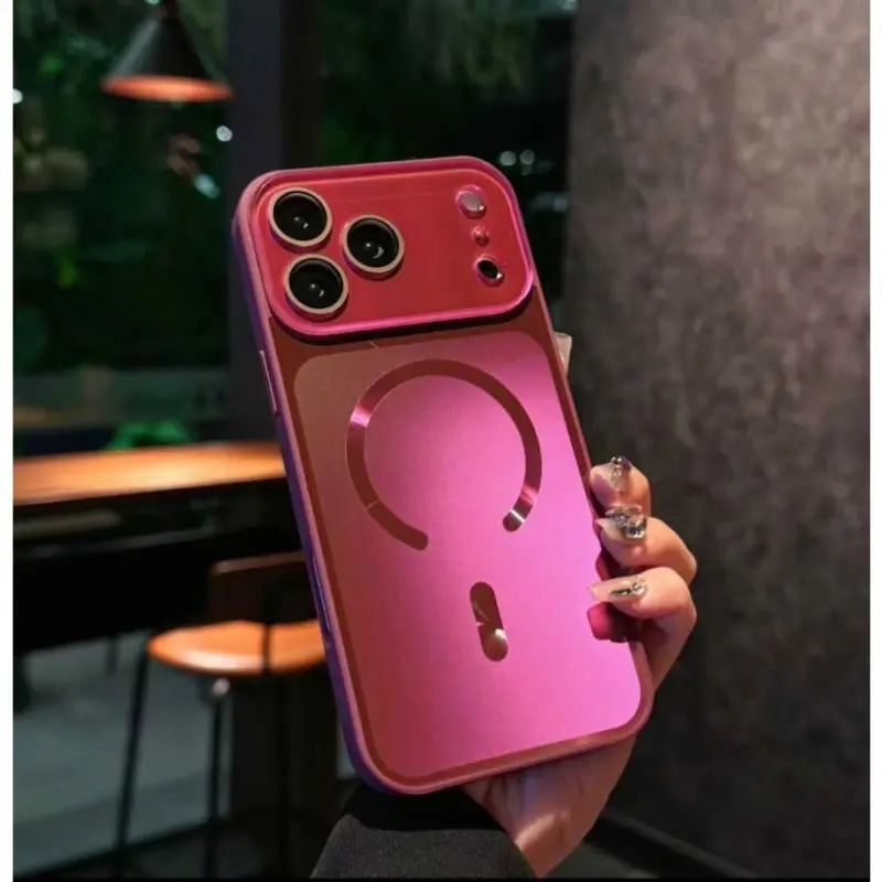 Plastic Phone Case with Shimmer Flow Design, Panoramic Large Window, Lens Protector, MagSafe Back, Shock Absorption for iPhone 17/16/15/14 Pro Max/Pro, Customized Phone Accessories,