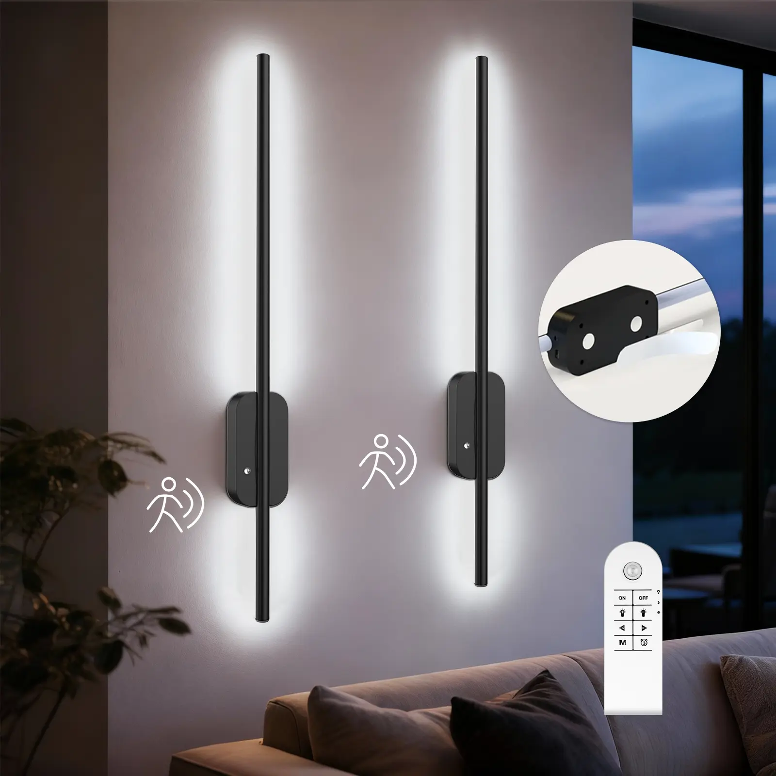 GALENTAL Metallic finish Battery Operated Wall Sconce Set of 2, Dimmable Battery Wall Sconce with Remote Control,3000K-6500K LED Wireless Wall Light for Bedroom,Living Room,  Black(2 Pack), Dealsforyoudays