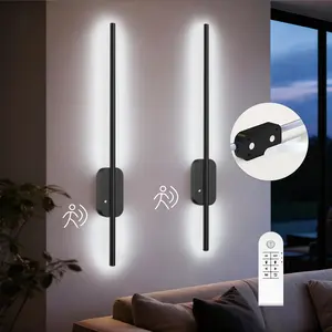 GALENTAL Metallic finish Battery Operated Wall Sconce Set of 2, Dimmable Battery Wall Sconce with Remote Control,3000K-6500K LED Wireless Wall Light for Bedroom,Living Room,  Black(2 Pack)