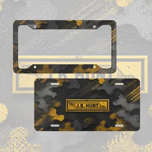 J.B. Hunt License Plate Frame Set with Matching Front Plate Cover, Durable Aluminum Car Tag Frame for Cars Trucks SUVs, Weather Resistant Decorative Auto Accessories Gift for Trucking and Freight Logistics Fans