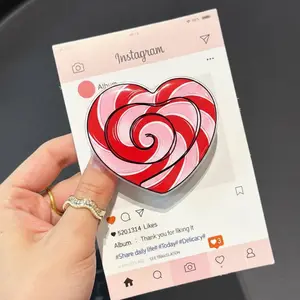 Heart Lollipop MagSafe Kindle Grip – Cute Candy Swirl Magnetic Pop Socket & Kickstand – Sweet Coquette Phone Accessory