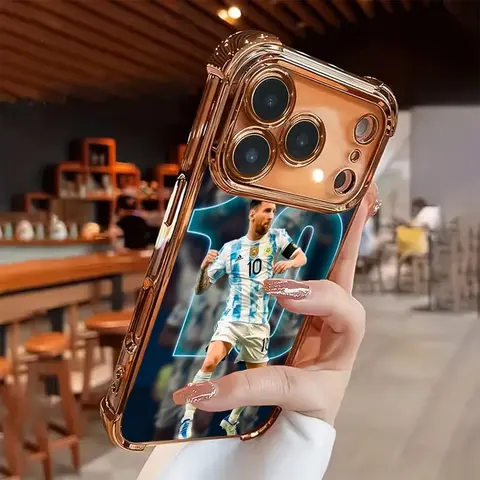 Football-Inspired Protective Cellphone Case - New Electroplated Transparent TPU Airbag Shockproof Cover, Shiny Casing for iPhone 17 Pro Max,16,15,14,13,12,11, Simple Fashionable Soft Handheld Case for Gifting