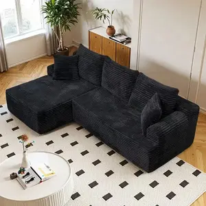 L-Shaped Convertible Modular Cloud Couch, Corduroy Upholstered with Memory Foam & Movable Storage, Oversized Plush Chaise Lounge, Vacuum Compression Box Packaging, Modern Living Room Furniture for Villas ApartmentsFRCK