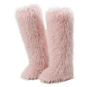 Women’s Knee-High Faux Fur Boots, Stylish and Comfortable Winter Boots, Versatile for Casual and Semi-Formal Wear