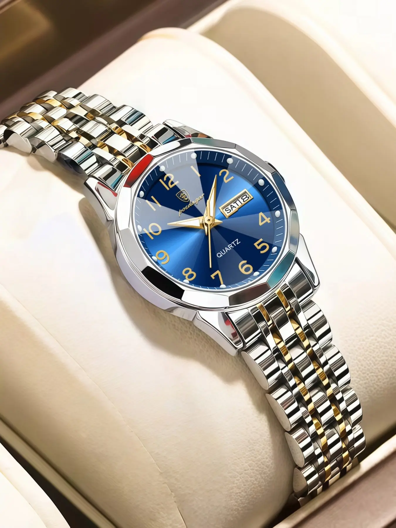 Stylish Women's Business Quartz Watch with Luminous Waterproof Silver Color Dial, Quartz Movement, Double Calendar Display, Quartz Wrist Watches, Gift for Mom, Wife, Girlfriend