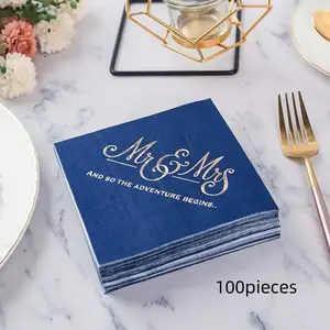 100pcs Multicolor Elegant Luxury Printed Napkins, Includes British Spanish Restaurant Towels, Wedding Decorations, Wedding Supplies, Tableware