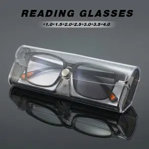 New Unisex Classic Retro Square Photochromic HD Reading Glasses, Square Frame Eyeglasses, Reading Eyewear - Minimalist PC Material 1.0 to 4.0 Diopter, Lightweight and Durable, Suitable for Daily Computer Office Use