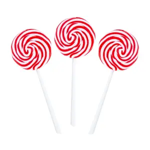 Jumbo Red & White Swirl Lollipops - 6 Pc.