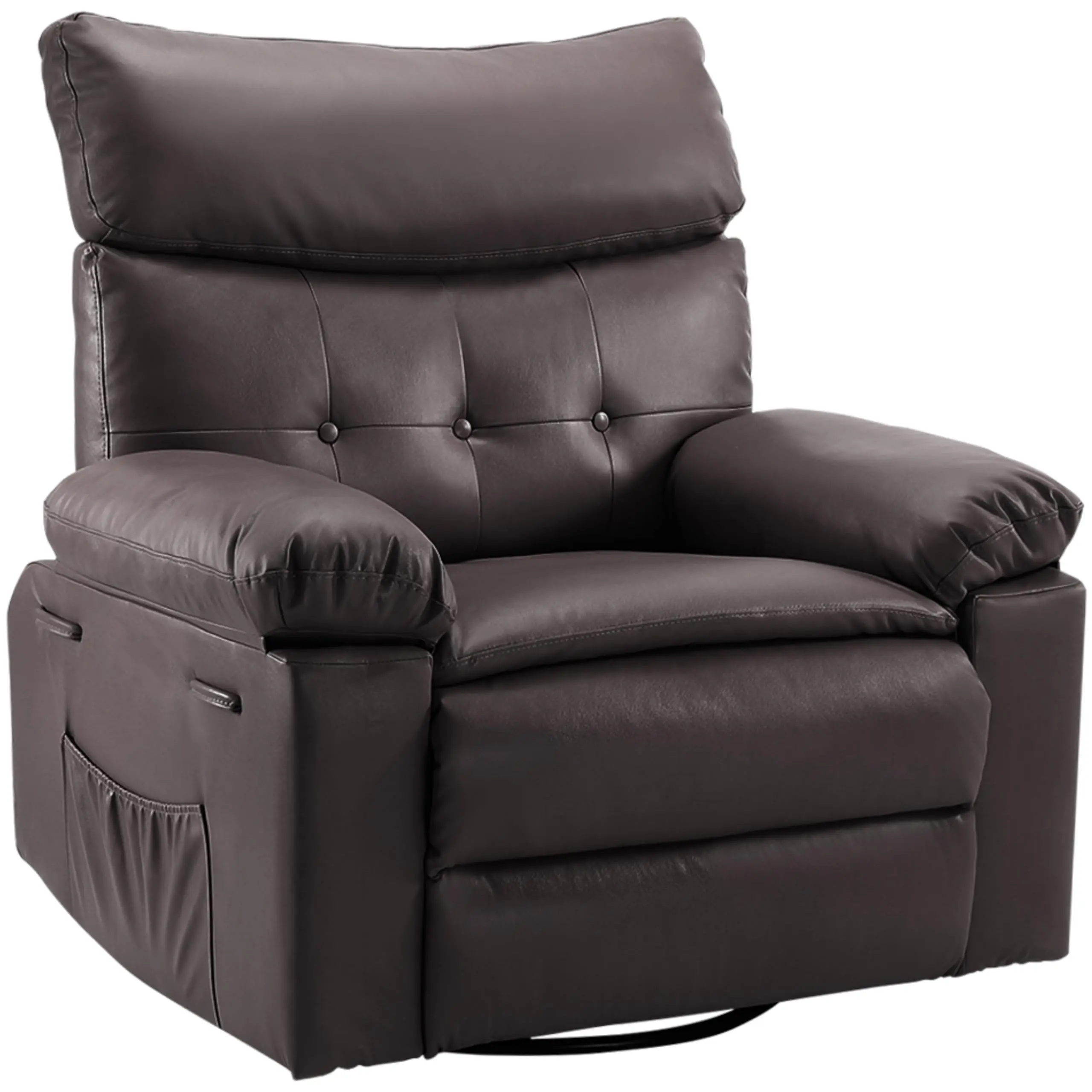 Oversized Extra Wide Recliner Chair, PU Leather Manual Recliner, Comfy Reclining Chair for Adults w/ Overstuffed Arms & Back, Side Pocket, Single Sofa for Living Room, Bedroom