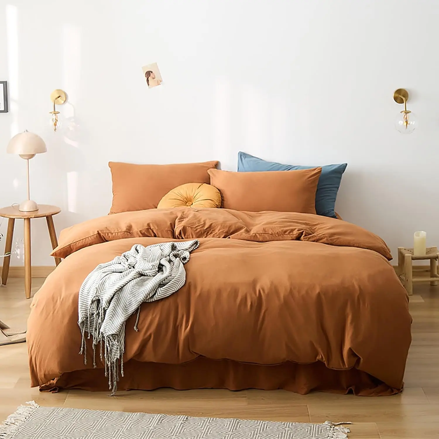 Full Comforter Pumpkin Rust Terracotta Burnt Orange Quilts for Women Men Full